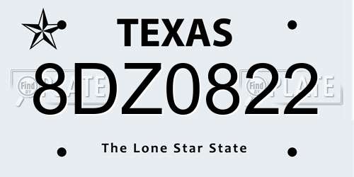 8DZ0822 Texas License Plate