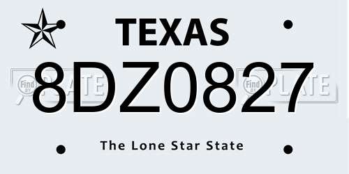8DZ0827 Texas License Plate