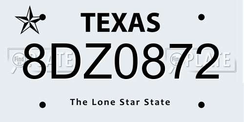 8DZ0872 Texas License Plate