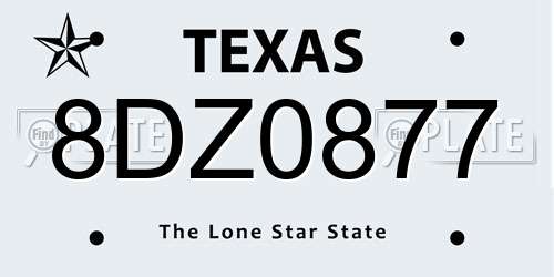 8DZ0877 Texas License Plate