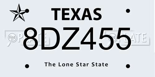 8DZ455 Texas License Plate