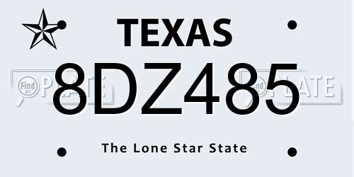 8DZ485 Texas License Plate