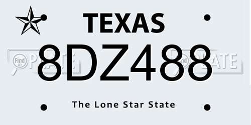 8DZ488 Texas License Plate