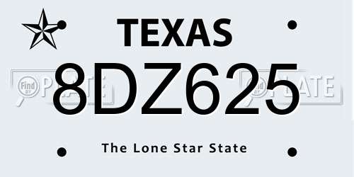 8DZ625 Texas License Plate