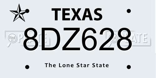 8DZ628 Texas License Plate
