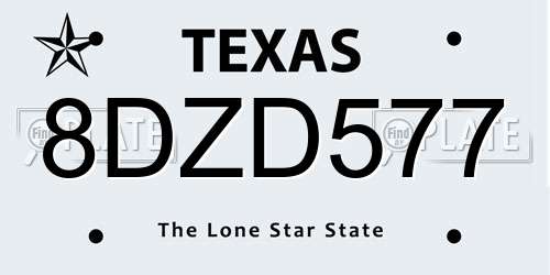 8DZD577 Texas License Plate