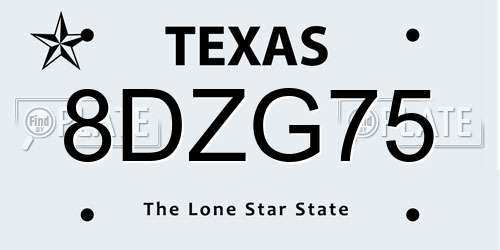 8DZG75 Texas License Plate