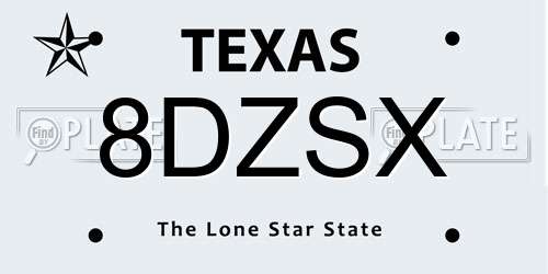 8DZSX Texas License Plate