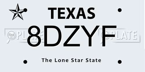 8DZYF Texas License Plate