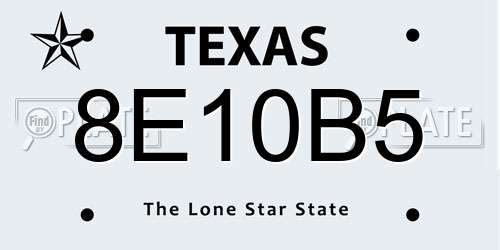 8E10B5 Texas License Plate