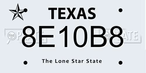 8E10B8 Texas License Plate