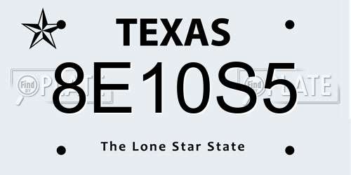 8E10S5 Texas License Plate