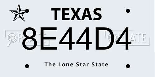 8E44D4 Texas License Plate
