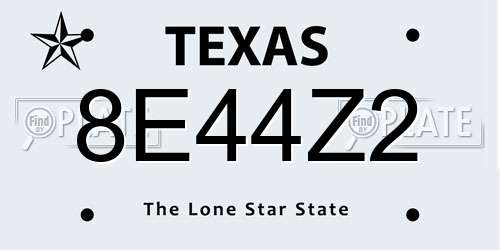 8E44Z2 Texas License Plate