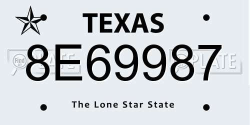 8E69987 Texas License Plate