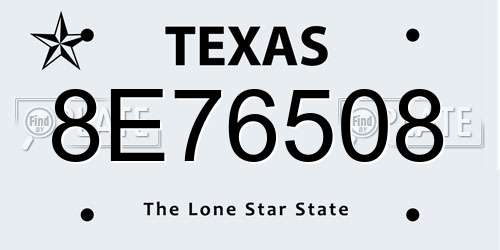 8E76508 Texas License Plate