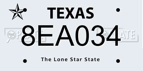 8EA034 Texas License Plate