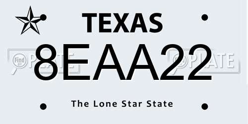 8EAA22 Texas License Plate