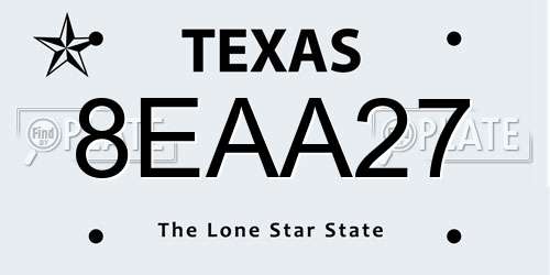 8EAA27 Texas License Plate