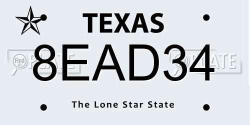 8EAD34 Texas License Plate