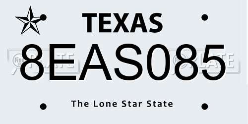 8EAS085 Texas License Plate
