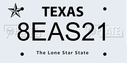 8EAS21 Texas License Plate