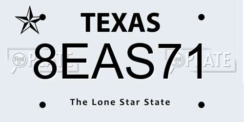8EAS71 Texas License Plate