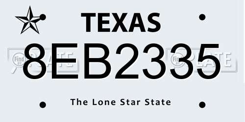 8EB2335 Texas License Plate