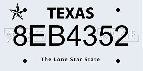 8EB4352 Texas License Plate