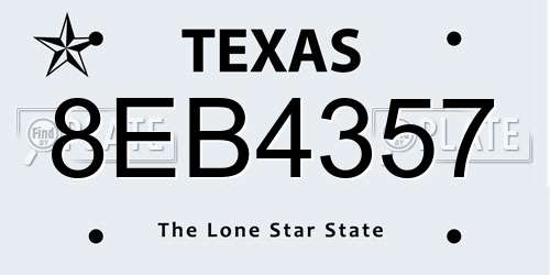 8EB4357 Texas License Plate