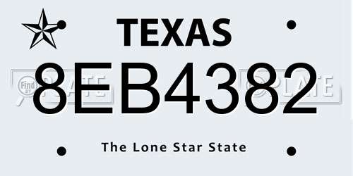 8EB4382 Texas License Plate