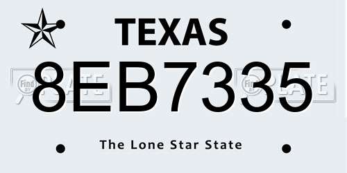 8EB7335 Texas License Plate