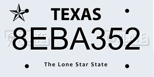 8EBA352 Texas License Plate