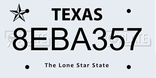 8EBA357 Texas License Plate