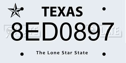 8ED0897 Texas License Plate