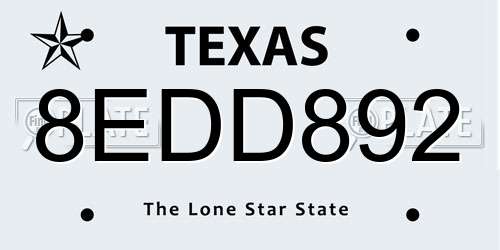 8EDD892 Texas License Plate