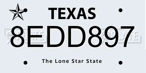 8EDD897 Texas License Plate
