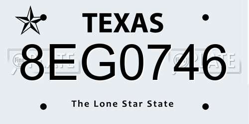 8EG0746 Texas License Plate