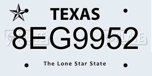 8EG9952 Texas License Plate