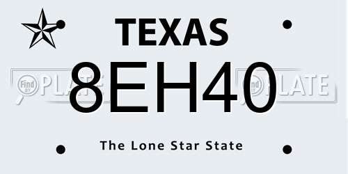 8EH40 Texas License Plate