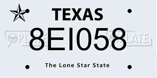 8EI058 Texas License Plate