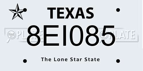 8EI085 Texas License Plate