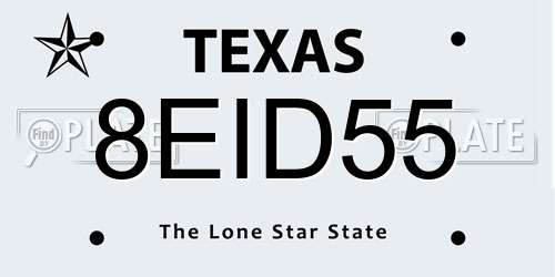 8EID55 Texas License Plate
