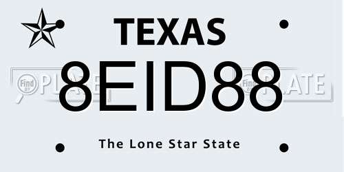 8EID88 Texas License Plate
