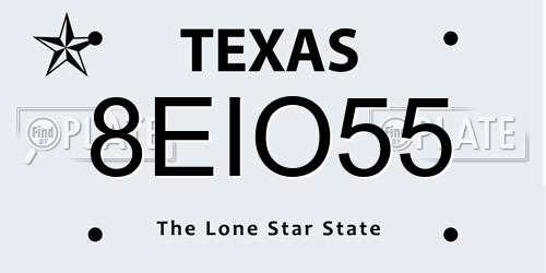 8EIO55 Texas License Plate