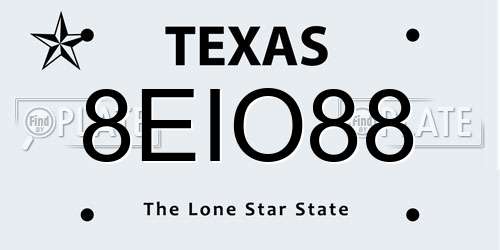 8EIO88 Texas License Plate