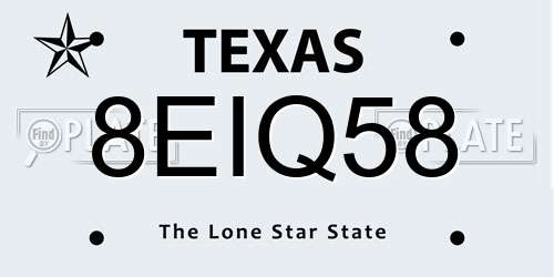 8EIQ58 Texas License Plate