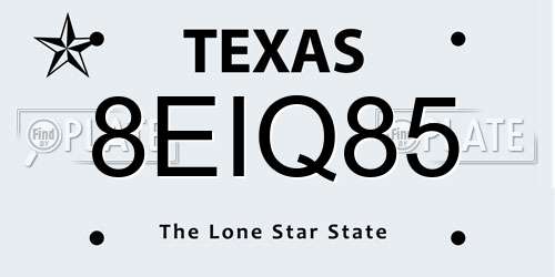 8EIQ85 Texas License Plate
