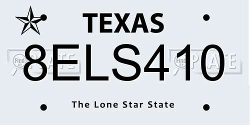 8ELS410 Texas License Plate