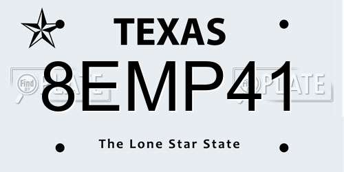 8EMP41 Texas License Plate